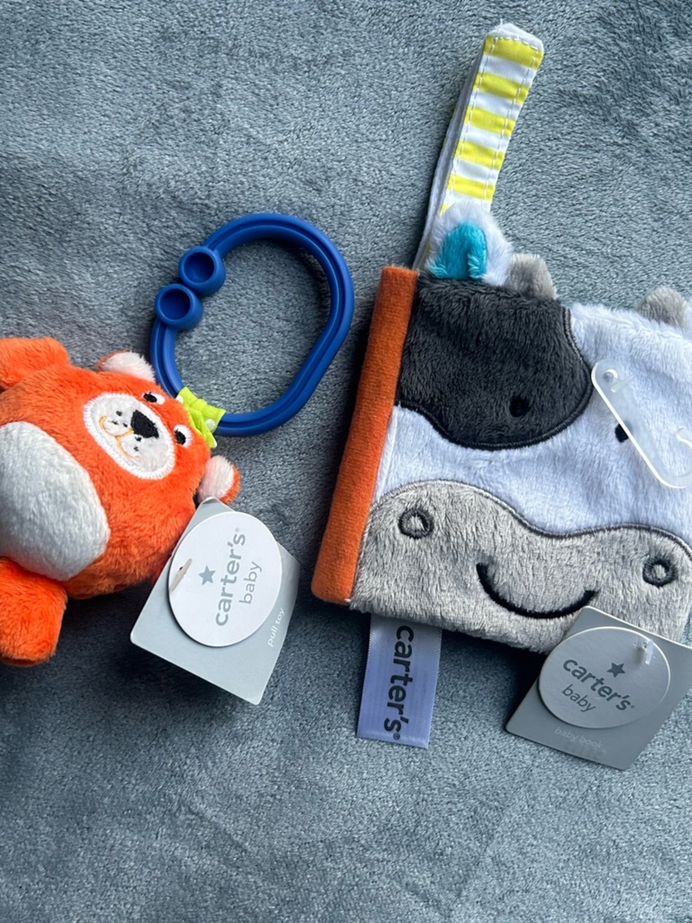 Carter's Orange Plush Rattle & Multi-Color Soft Activity Book